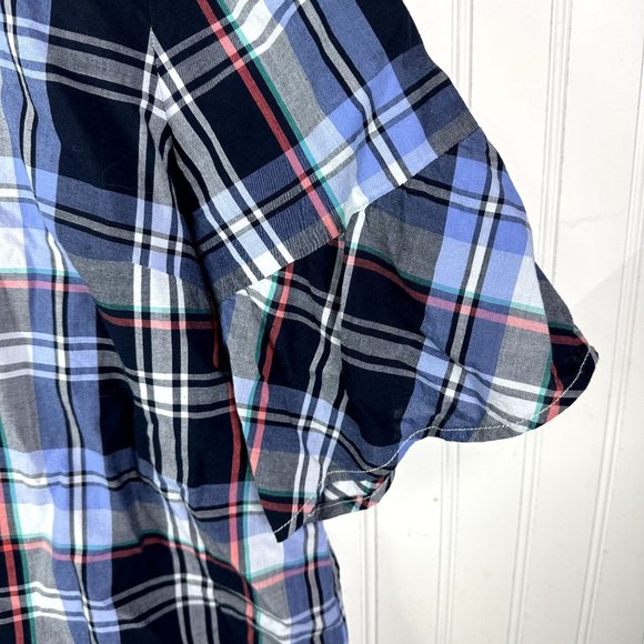 Tommy Hilfiger plaid Blouse Ruffle Sleeve Size XXL - Picture 2 of 5